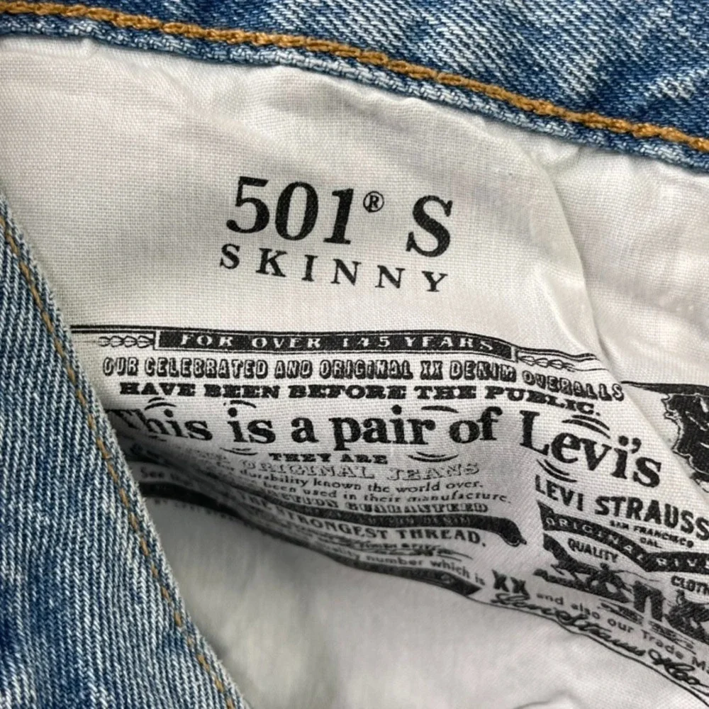 Levis‎ Jeans Womens 28 Blue 501 S Skinny Button Fly High Rise Denim NEW NWT